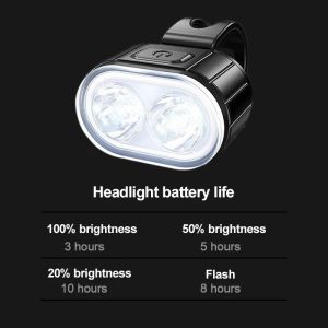 Led bicycle light front and rear usb rechargeable waterproof bike headlight heavy duty bike tail light long lasting multiple light modes highly reflective signal blinker safety warning light mtb bike lamp for night riding