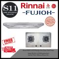 Rinnai RH-S95A-SSVR Slimline Hood Super Sleek Design + Fujioh FH-GS5520 SVSS Stainless Steel Gas Hob With 2 Different Burner Size BUNDLE DEAL - FREE DELIVERY. 