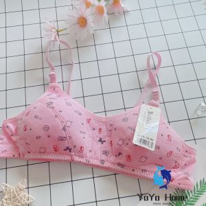 3pcs Baby Bra print Cotton Stretchable Stripes Girls Trainier Non-Wire Beginners Bra 7-12years old