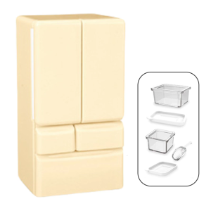 Miniature Kitchen Appliance Toy For Kids Pretend Play Game Double Door Refrigerator Model Figurine for Dollhouses Decors