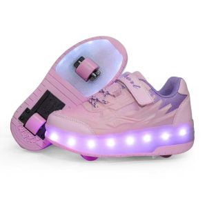 COD 2-in-1 LED Light Roller Skate Shoes for Kids | Rechargeable Sneakers for Girls Boys Sizes 32-37