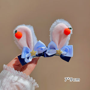 JJT Cute Rabbit Ears Hair Clips with Bowknot and Star for Kids Cartoon Animal Design Perfect for Childrens Party Accessories