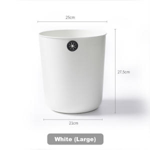 Plastic Trash Can White Wastebasket Trash Container Waste Basket Round Garbage Can for Bathroom Living Room Office and Kitchen