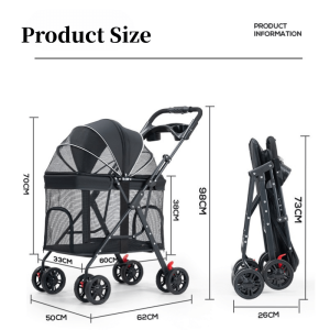 【SG Stock】Pet Stroller Foldable Washable Dog Cat Carrier 4 Wheels Lightweight Trolley Dog Cat Stroller