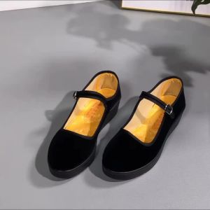 Black Hotel Work Shoes Dance Shoes For Mothers Non-Slip Cloth Shoes WomenS Flat Shoes Soft-Soled Work Shoes For Women