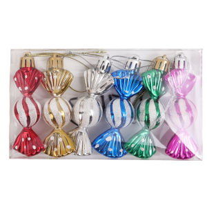 6Pcs/Set Christmas Tree Home Decorations Plating Lollipop Candy Icicle Boxed Ornaments Xmas New Year 2024