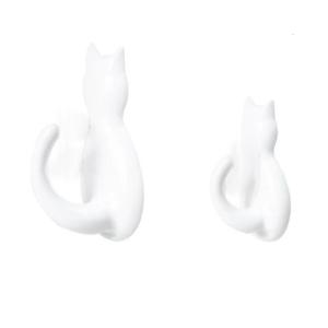 Cats Shaped Hooks Strong Adhesive Door Hanger Plastic Wall Mount Organizers Key Holder Decorative Space Saving Solution