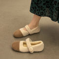 Mao Mao shoes and girls in autumn and winter of 2022, the new Korean version of casual shallow-mouth, round-headed and flat-bottomed buckle with peas shoes.. 