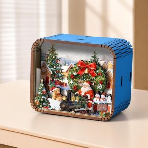 MAYIT Khiêu vũ kết thúc Hộp nhạc Giáng sinh Cảnh 3D Xoay Hộp nhạc bằng gỗ Lý tưởng Ông già Noel Quà tặng trang trí âm nhạc Quà Giáng Sinh