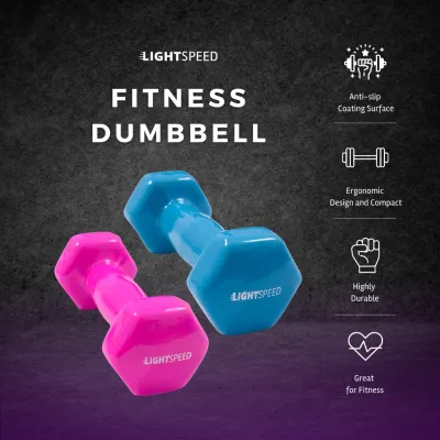 LIGHTSPEED Dumbell 1Kg / Barbel Mini / Barbel Wanita / Vinyl Cewek