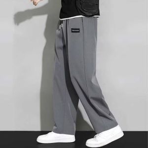 YOUTANG กางเกงขายาว ชาย-กางเกงสแล็คชาย-เลกกิ้งสีทึบสำหรับผู้ชาย-กางเกงขากว้างทรงหลวมระบายอากาศได้ดีบางกางเกงลำลอง