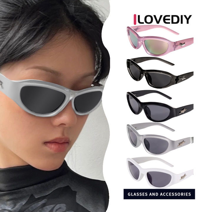 [ILOVEDIY] Y2k Retro Sports Style Sunglasses Female Cyberpunk