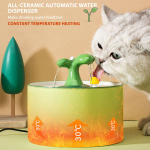 Ceramic Pet Water Dispenser - Automatic Circulation Heating For Cat/Dog Bowls 1.5L BPA-Free Water Tank Ultra-Quiet Pump And Winter Heating Mode