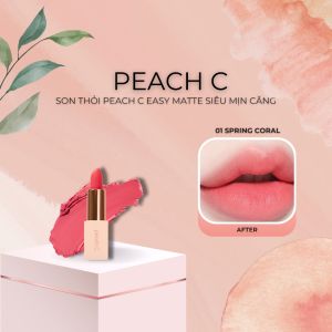 [CHÍNH HÃNG] Son thỏi PEACH C Easy Matte siêu mịn căng mọng lên màu chuẩn Siêu Xinh (Sale Date)