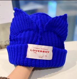 topi KPOP topi rajut telingga kelinci lucu  dewasa hitam cream bisa COD REALPIC