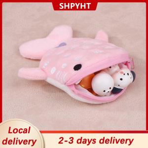 [COD] SHPYHT Local delivery Ship within 24 hours New Cartoon Plush Shark Coin Purse Zero Wallet Plush Animal Wallet For Kids Zipper Coin Bag Cute Pendant Data Cable Bag Gift