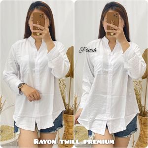BISA COD - KEMEJA POLOS WANITA KERAH RAYON TWILL ADEM