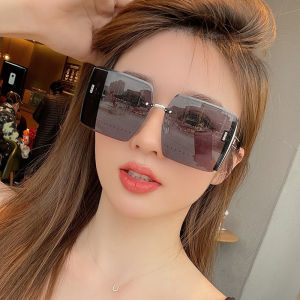 CLIBER Fashion Brand Design Vintage Rimless Pilot Sunglasses Women Men Retro Cutting Lens Gradient Sun Glasses Female UV400