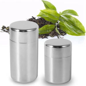 Keranixy Stainless Steel Tea Canister Airtight Storage Container Coffee Sugar Modern Kitchen Travel Bekas Kopi