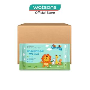 WATSONS Unscented Baby Wipes Hypoallergenic 80s X 12 Packs (Per Carton)