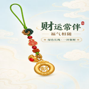 已开光 招财钥匙扣 手机链 礼物 Fortune-Taking Keychain Mobile Phone Chain Gift 爆款国风聚财钥匙扣手机链镂空财字平安环元宝吊坠纳福随身小挂件