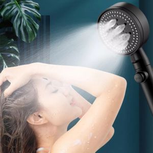 Vòi sen tăng áp 5 chế độ nước xoay mặt phun sương tiết kiệm nước kết hợp nút bật tắt trên thân - Đủ màu Đen - Trắng