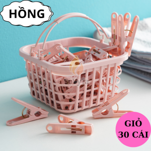 Bộ 30 Kẹp Quần Áo Nhựa Có Giỏ Đựng – Gọn Gàng Tiết Kiệm Không Gian -Kẹp Quần Áo Nhựa Màu Sắc Tươi Sáng – Set 30 Cái Có Giỏ Đựng -Giỏ 30 Kẹp Quần Áo Nhựa Chống Trơn Tuột – Dùng Phơi Đồ Tiện Lợi