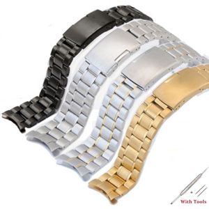 Aotelayer High Quality Solid Stainless Steel Elbow Universal Strap Men Women Five Beads Foliding Clasp Watchband 14 16 18 19 20 21 22 24mm