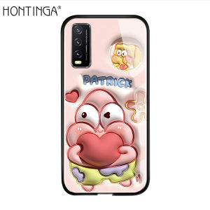 Hontinga Casing For VIVO Y27S Y17S Y01 Y01A Y02 Y02A Y02T Y02S Y11 2019 Y12 Y12A Y12S Y15 Y15A Y15S Y15C Y16 Y17 Y19 Y20 Y21 Y2021 Case Inflate Design Duck SpongeBob Phone Case Tempered Glass Back Casing Hard Cases