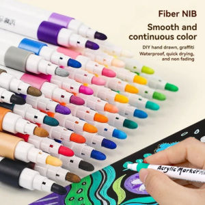 12/24/36/48pcs Acrylic Marker Art Color Graffiti Hand Ledger Marker Water-based Paint Pen for Kids Premium Acrylic Paint Pen Children Stone Paint Pens Set Ceramic Wood DIY Crafts Marker Pen