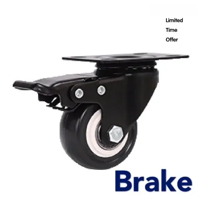 50mm (2”inch)PU Caster Castor Swivel & Fix & Brake Caster Wheel Roller 50kg Heavy Duty Roller Roda Custer TOLUS
