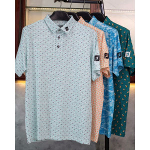 FJ mens golf shirt model with extremely attractive patterns anti-wrinkle enough to weigh 100kg supports size change