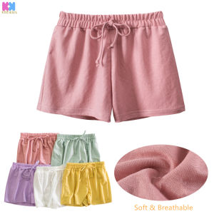 1-8 Years Childrens Solid Color New Mid-Waist Sports Leisure Kids Shorts 2024 Summer Korean Casual Loose Girls Home Wearing Tollder Baby Pants Beach Shorts