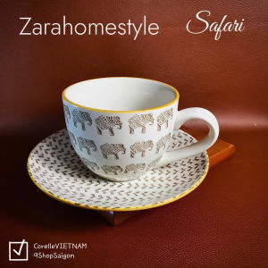 [Hàng Hiệu Hiếm] 01 Set Trà Size Đại Phong Cách ZaraHomeStyle Safari Hoạ Tiết Voi