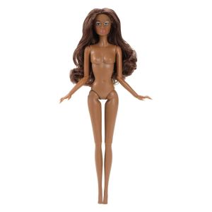 MASEN European Supermodel Nude Doll Dark Skin Curly Hair Action Figure Body Fashion Dress Up 1/6 Doll Model Children Gift
