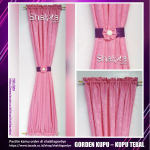 GORDEN JENDELA MINIMALIS KUPU KUPU WARNA PINK BAHAN EMBOS TEBAL