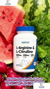 Nutricost L-Arginine & L-Citrulline Hỗ Trợ Tuần Hoàn Máu Tăng Hiệu Suất Tập Luyện & Phục Hồi Cơ Bắp - ✔ Hỗ trợ tuần hoàn máu khỏe mạnh. ✔ Hỗ trợ tăng cường lưu thông oxy và dưỡng chất đến cơ bắp trong quá trình vận động.