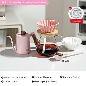 BINCOO Coffee Maker Set Dripper Set Coffee Pot Mini Portable Coffee Pot Set Stainless Steel Coffee Utensils 350ML/600ML