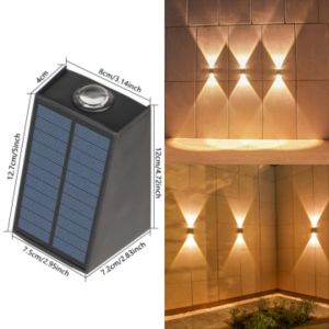 2LED Solar Wall Light Outdoor Lighting Waterproof Street Decoration Fence Lamp for House Garden Christmas