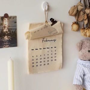 IFFINE Reusable 2026 Wall Calendar DIY Decoration 12-Month Monthly Calendar Korean Style Fabric Cotton Cloth Calendar Home Office