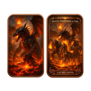 【discount store】1 oz .999 Copper Bar Mystic Guardians of Fire Collectible Card Fantasy Fire Creatures Bull Dragon Unicorn Stone Golem Design