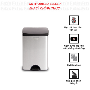 Thùng rác FITIS PREMIUM vuông đạp thấp(15L-27*29*43cm)( 🎁 SÁP THƠM)