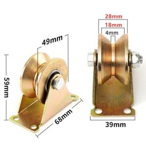Stainless Steel Plated Color Bearing Pulley Home Hardware U/V  Track Wheel Heavy-Duty Rigid Caster