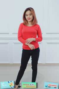 Godwin Collection - Kaos Simple Model Kerah Bulat Lengan Panjang Kaos Wanita Terlaris Kaos Wanita Termurah Kaos Spandek Wanita