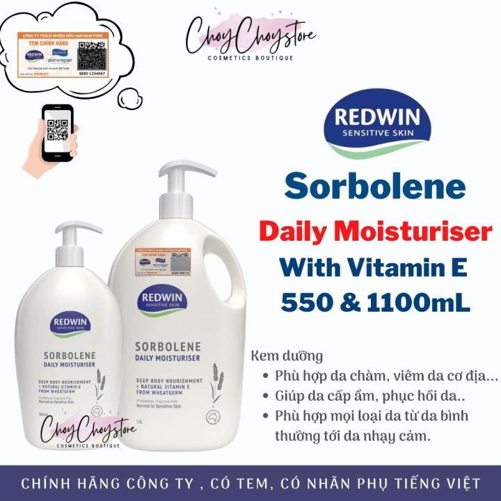 (Tem Cty) Kem Dưỡng Redwin Sorbolene Moisturiser With Vitamin E 550mL ...