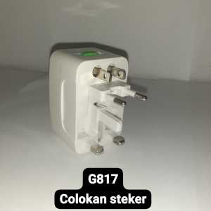 G817 ORIGINAL COLOKAN STEKER LISTRIK TRAVEL UNIVERSAL ADAPTOR CONVERTER EU UK US COLOKAN SERBA GUNA
