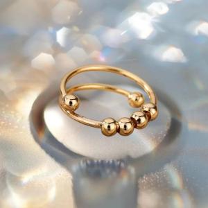 Hmeme Lo lắng bóng hạt nhẫn cho phụ nữ mở spinner ngón tay có thể điều chỉnh vòng thép không gỉ xoay tự do chống căng thẳng Đồ trang sức quà tặng