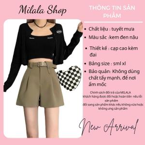Quần short nữ lưng cao kèm đai cạp TAM GIÁC quần đùi chất tuyết mưa nhiều màu lưng cao cạp tôn dáng mã QS099