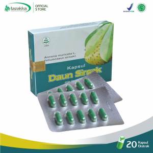 Tazakka Ekstrak Daun Sirsak Obat Darah Tinggi Herbal Kanker 20 Kapsul Blister.