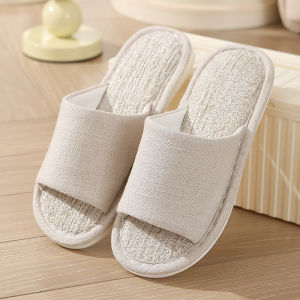Linen Slippers For Home Use On Wooden Floors Spring And Autumn WomenS Indoor Cotton-Linen Breathable CoupleS Home Shoes